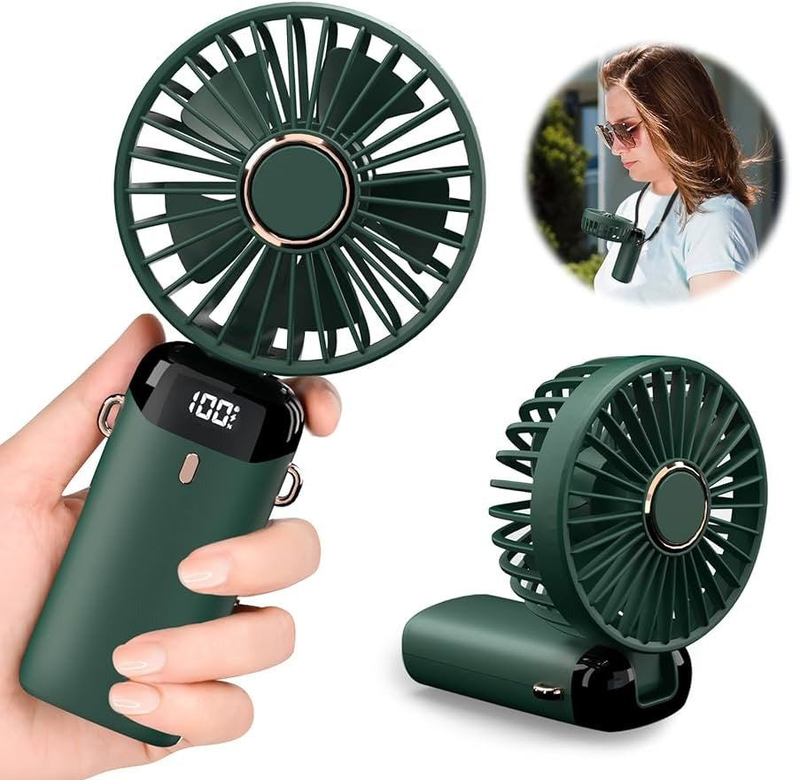 Digital Display Portable Mini Fan 5-in-1 USB-C Rechargeable