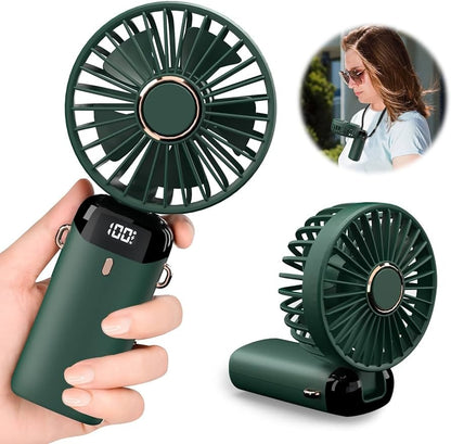 Digital Display Portable Mini Fan 5-in-1 USB-C Rechargeable