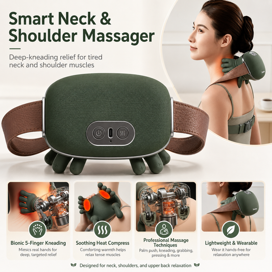 Smart Finger Pressure Neck Massager – Electric Deep Kneading Heated Back & Shoulder Massager