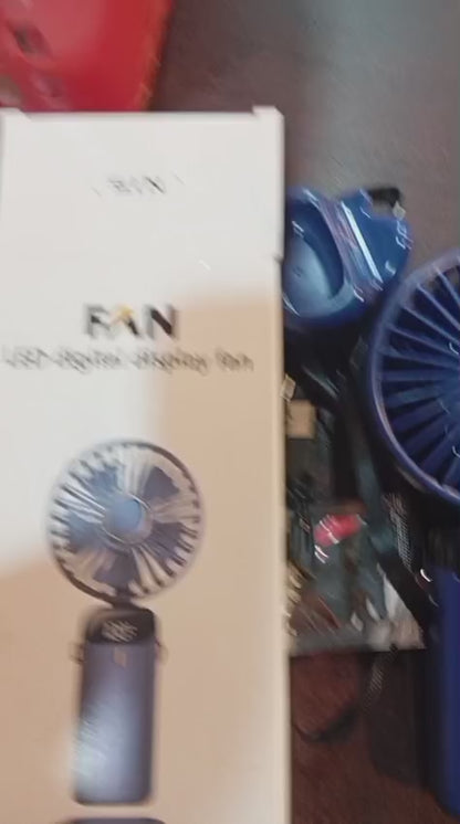 Digital Display Portable Mini Fan 5-in-1 USB-C Rechargeable